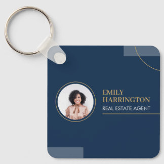 Fine Lines Real Estate Agent Navy Keychain