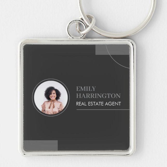 Fine Lines Real Estate Agent Neutral Keychain (Front)