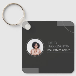 Fine Lines Real Estate Agent Neutral Keychain