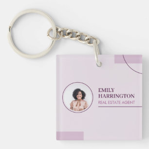 Fine Lines Real Estate Agent Pink Keychain