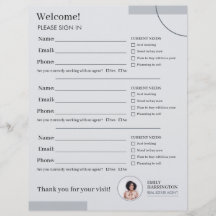 Fine Lines Sign In Sheet Real Estate Agent Gray