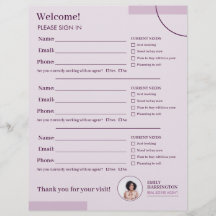 Fine Lines Sign In Sheet Real Estate Agent Pink