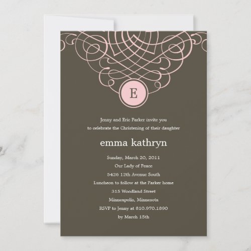 Fine Monogram Baptism/Christening Invitation