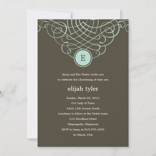 Fine Monogram Baptism/Christening Invitation