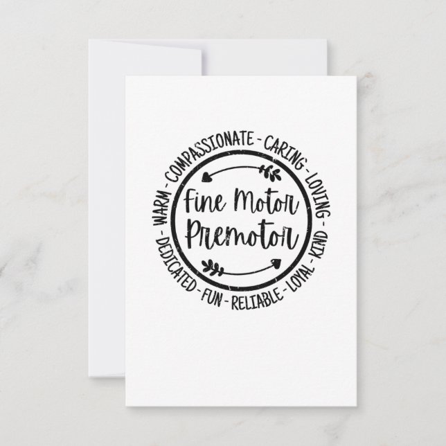 Fine Motor Premotor Occupational Therapy Therapist Thank You Card (Front)
