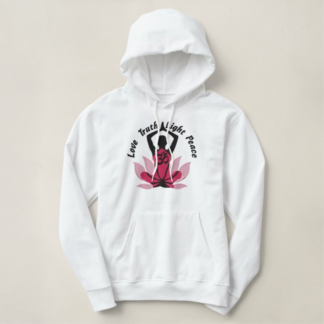 Fine Namaste Lotus Om Yoga Pose Embroidery Embroidered Hoodie (Design Front)