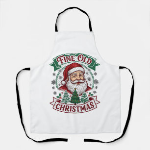 Fine Old Christmas Santa Claus Trees Snowflakes Apron