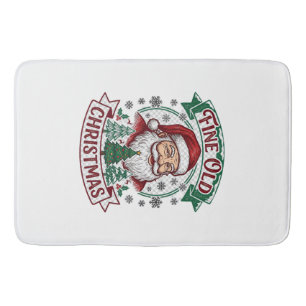 Fine Old Christmas Santa Claus Trees Snowflakes Bath Mat