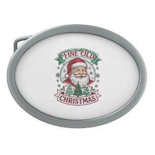 Fine Old Christmas Santa Claus Trees Snowflakes Belt Buckle