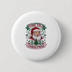 Fine Old Christmas Santa Claus Trees Snowflakes Button