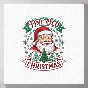 Fine Old Christmas Santa Claus Trees Snowflakes Canvas Photo Tile