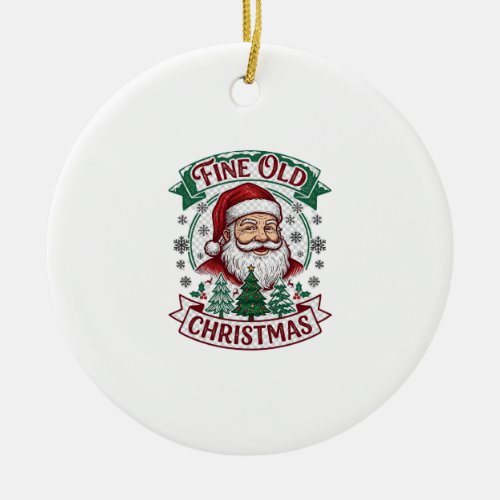 Fine Old Christmas Santa Claus Trees Snowflakes Ceramic Ornament