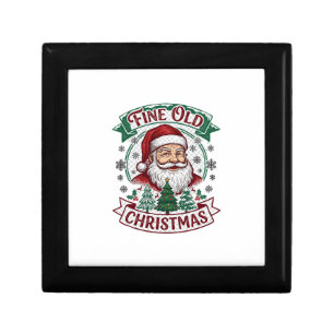 Fine Old Christmas Santa Claus Trees Snowflakes Gift Box