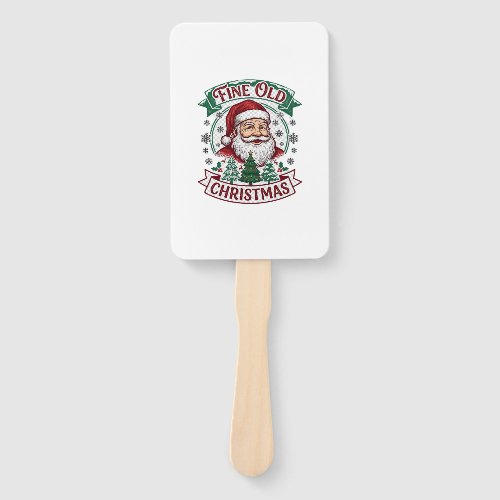 Fine Old Christmas Santa Claus Trees Snowflakes Hand Fan