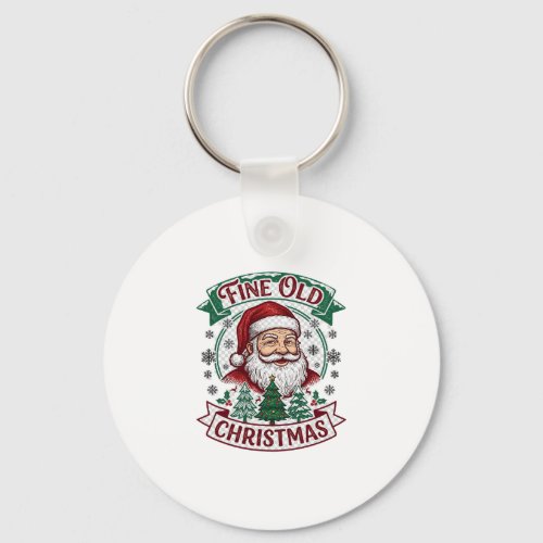 Fine Old Christmas Santa Claus Trees Snowflakes Keychain