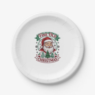 Fine Old Christmas Santa Claus Trees Snowflakes Paper Plates