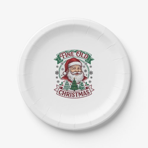 Fine Old Christmas Santa Claus Trees Snowflakes Paper Plates
