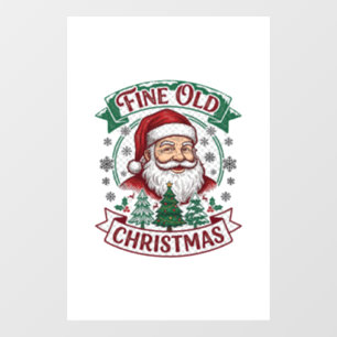 Fine Old Christmas Santa Claus Trees Snowflakes Window Cling