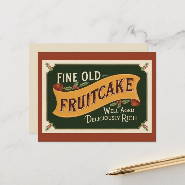 Fine old fruitcake Christmas Holiday Postcard (Front/Back In Situ)