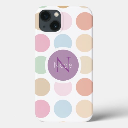 fine pastel colors polka dots iPhone 13 case