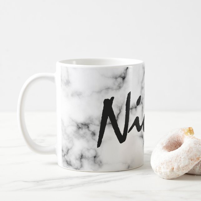 fine pastel marble monogram coffee mug (With Donut)
