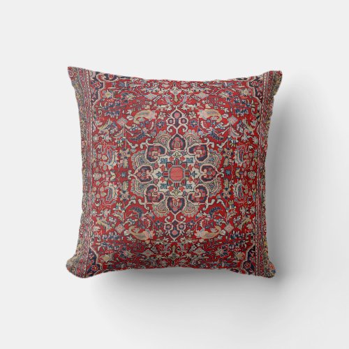 Fine Persia Bijar Red Blue Yellow Throw Pillow