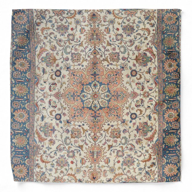 Fine Persia Tabriz Blue Rust Orange  Bandana (Front)