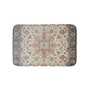Fine Persia Tabriz Blue Rust Orange Bath Mat