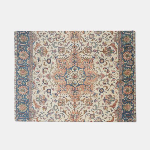 Fine Persia Tabriz Blue Rust Orange  Doormat