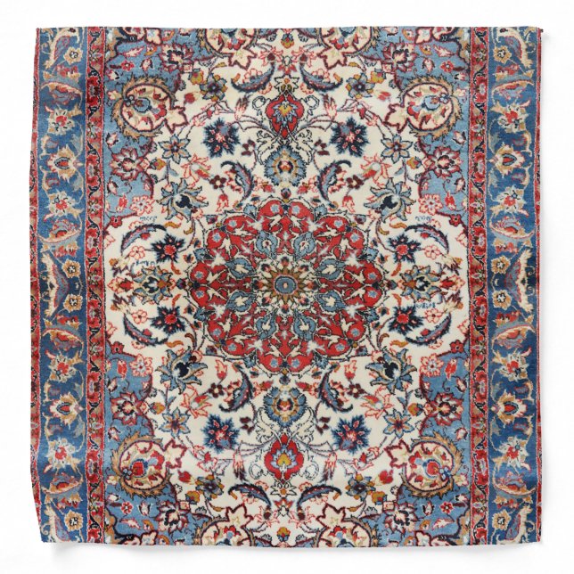 Fine Persian Baby Blue Red Tan  Bandana (Front)