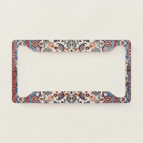 Fine Persian Baby Blue Red Tan  License Plate Frame