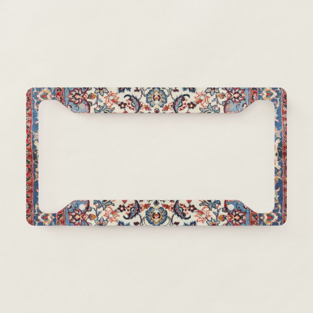 Fine Persian Baby Blue Red Tan  License Plate Frame (Front)