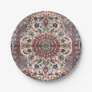 Fine Persian Baby Blue Red Tan Paper Plates