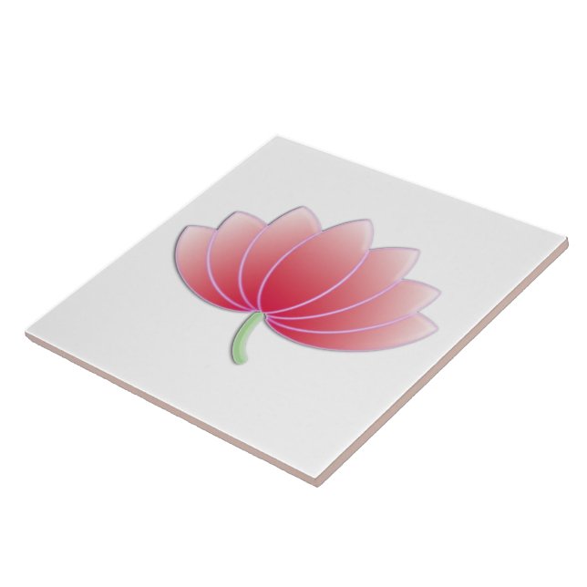 Fine Pink Lotus Flower Cute Girly Retro Floral Tile (Side)