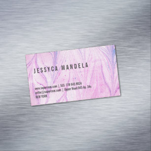 Fine pink marble business card magnet
