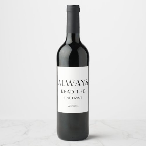 Fine Print Pregnancy Announcement Wine Label