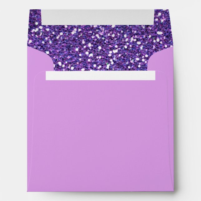 Fine Purple Faux Sparkles Background Texture Print Envelope (Back (Bottom))