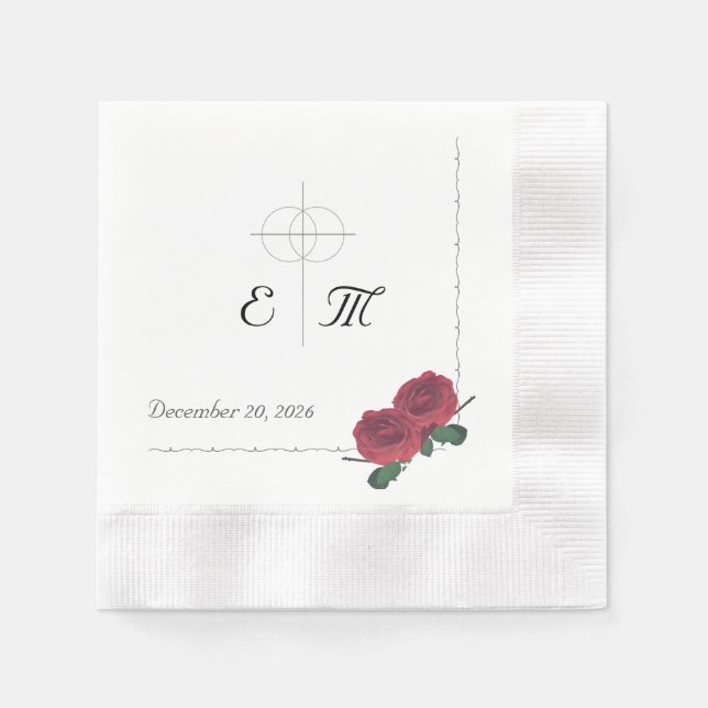 Fine Roses Catholic Wedding Napkins (Front)