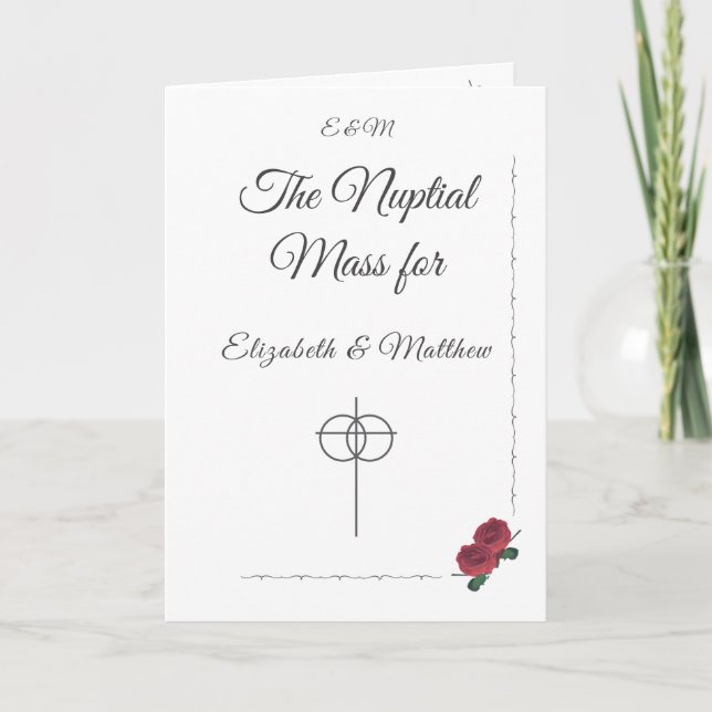 Fine Roses Catholic Wedding Program (Front)