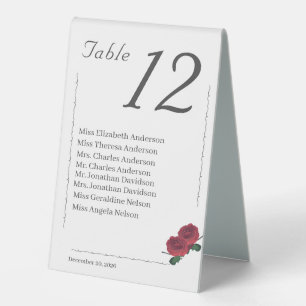 Fine Roses Catholic Wedding Table Number Tent