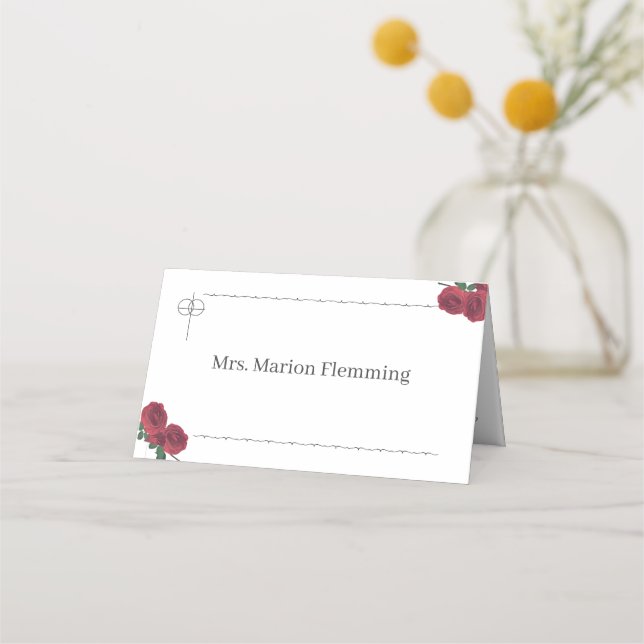 Fine Roses Folded Place Card (Front)