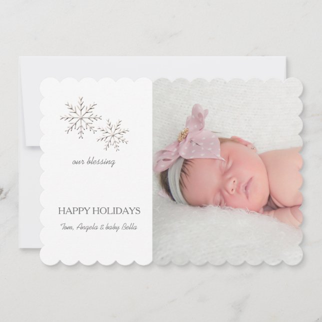 Fine Snowflakes Holiday Photo Card (Front)