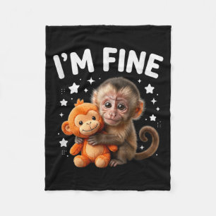 Fine starry sky cute baby monkey hug sarcastic art fleece blanket
