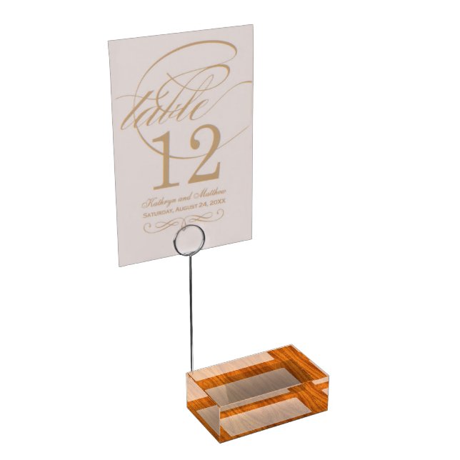 Fine Teak Veneer Print Customize This! Table Card Holder (Corner)
