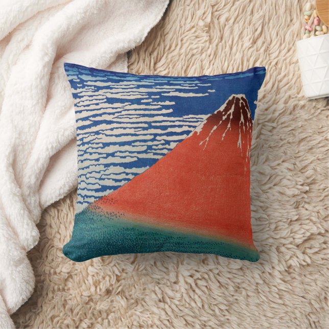 Fine Wind, Clear Morning (Red Fuji) Throw Pillow (Blanket)