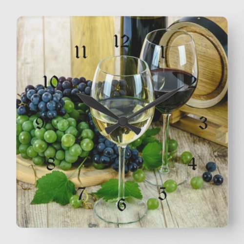 Fine Wine Aged to Perfection Square Wall Clock