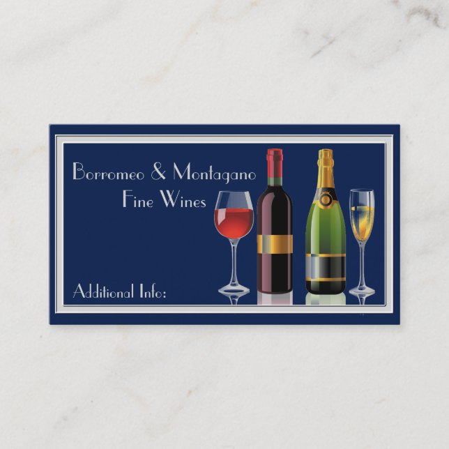 Fine Wine Blue Business Card (Front)