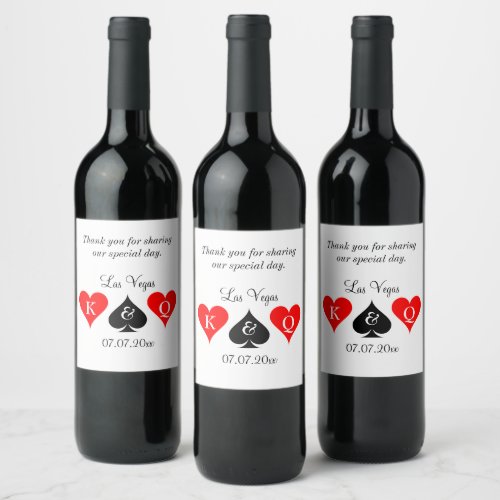 Fine wine bottle labels for Vegas gambling wedding