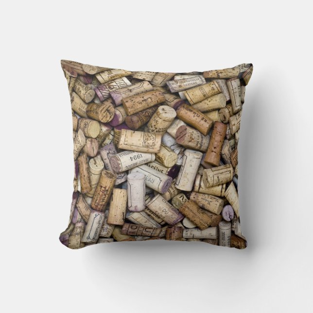 Fine Wine Corks Throw Pillow (Front)