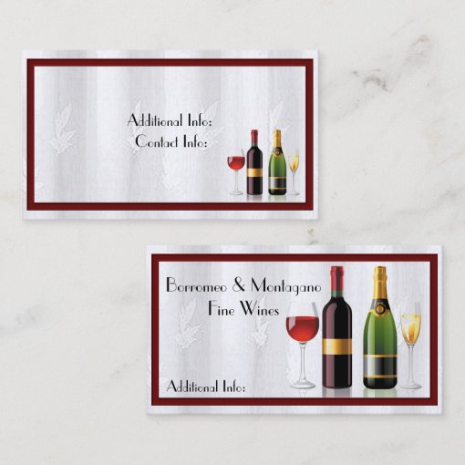 Fine Wine White Business Card | Zazzle